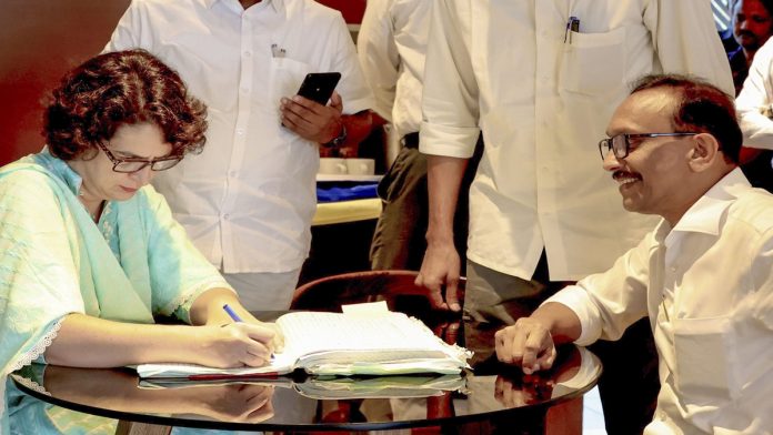 Priyanka Gandhi files nomination for Wayanad Lok Sabha bypoll after grand roadshow